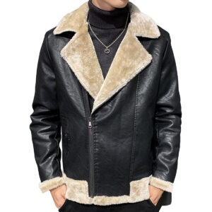 B3 Aviator Bomber Genuine Sheepskin Faux Fur Lapel Collar Air Force Pilot Jacket