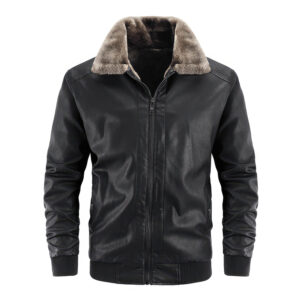 Black Bomber Sherpa Shearling Biker Leather Jacket