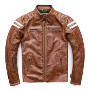 Men's Crossover Quilted Shoulders Biker Leather Jacket