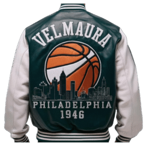 Velmaura Philadelphia Skyline Football Leather Bomber Jacket