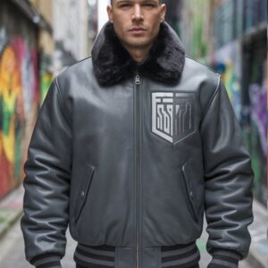 Rapstern Phoenix Rise Leather Bomber Jacket ? Custom Embroidered Design