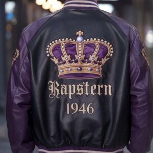 Rapstern Royal Crown Bomber Jacket ? High-Quality Leather Style